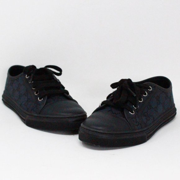 GUCCI #41637 Black Low-Top Monogram Canvas Sneakers (US 5 EU 35) - Picture 1 of 9